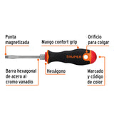 DESARMADOR PLANO 3/16' X 3' MANGO COMFORT GRIP, TRUPER