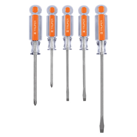 JGO DESARMADORES PLANOS/PHILLIPS 5 PZAS