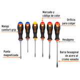 JUEGO DE 6 DESARMADORES MANGO COMFORT GRIP