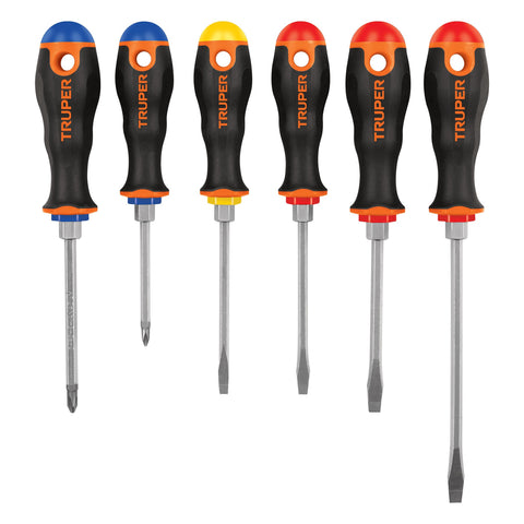 JUEGO DE 6 DESARMADORES MANGO COMFORT GRIP