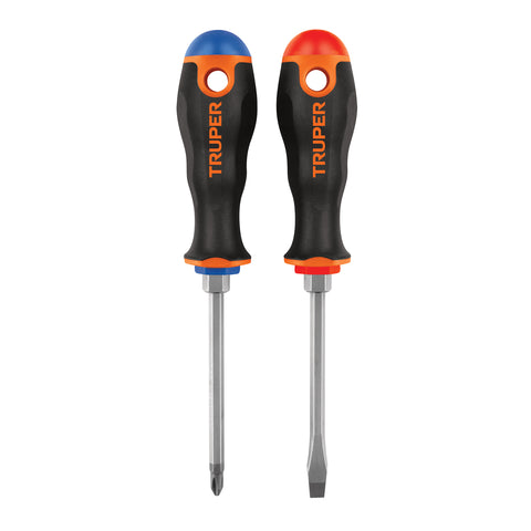 DUO DE DESARMADORES 1/4X4 MANGO CONFORT GRIP, TRUPER