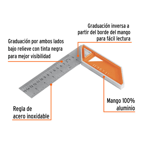 ESCUADRA PARA CARPINTERO 6' ACERO INOX
