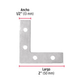 ESCUADRA CANTONERA, 2" X 2" POR BOLSA C/24 PZ
