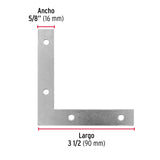 ESCUADRA CANTONERA, 3-1/2" X 3-1/2" POR PIEZA
