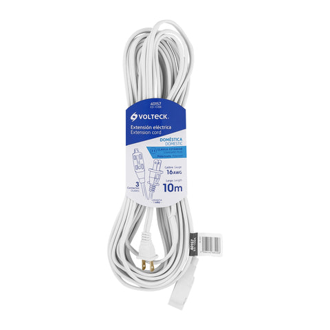 EXTENSISN ELICTRICA DOMISTICA 10 M BLANCA CON CLAVIJA RECTA