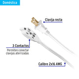 EXTENSISN ELICTRICA DOMISTICA 8 M BLANCA CON CLAVIJA RECTA