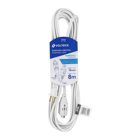 EXTENSISN ELICTRICA DOMISTICA 8 M BLANCA CON CLAVIJA RECTA