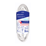 EXTENSISN DOMISTICA ATERRIZADA 3 M BLANCA CON CLAVIJA PLANA