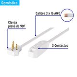 EXTENSISN DOMISTICA ATERRIZADA 5 M BLANCA CON CLAVIJA PLANA