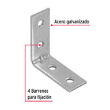 ESCUADRA ESQUINERA, 1-1/2" X 1-1/2" POR BOLSA C/24 PZS