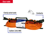 EXTENSISN ELICTRICA USO RUDO 15 M 2X16 AWG PARA 1 CLAVIJA