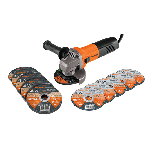 ESMERILADORA 4 1/2, 800W 5 DISCOS DE CORTE Y 6 DESBASTE, TRUPER