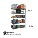 ESTANTE METALICO 5 REPISAS MDF 183X61X122 CAPACIDAD 60 KG