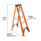 ESCALERA DE TIJERA, TIPO LL, 4 PELDAQOS, FIBRA DE VIDRIO
