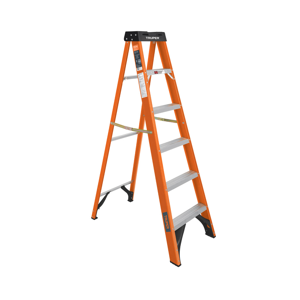 ESCALERA DE TIJERA, TIPO LL, 5 PELDAQOS, FIBRA DE VIDRIO