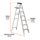 ESCALERA DE TIJERA TIPO III, 6 ESCALONES, CON BANDEJA
