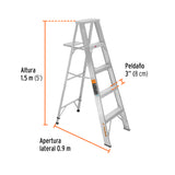ESCALERA DE TIJERA, ALUMINIO, TIPO LL, 4 ESCALONES
