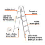 ESCALERA DE TIJERA 100% ALUMINIO TIPO LL 5 PELDAQOS, TRUPER