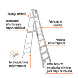 ESCALERA DE TIJERA 100% ALUMINIO TIPO LL 8 PELDAQOS, TRUPER