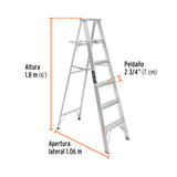 ESCALERA DE TIJERA 100% ALUMINIO TIPO LLL 5 PELDAQOS, TRUPER