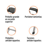 ESCALERA TUBULAR, PLEGABLE, 3 PELDAÑOS, ALUMINIO