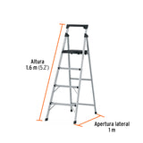 ESCALERA TUBULAR, PLEGABLE, 4 PELDAÑOS, ALUMINIO