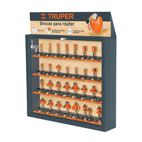 EXHIBIDOR CON 30 BROCAS PARA ROUTER, TRUPER