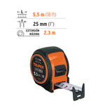 FLEXÓMETRO COMPACTO CON GRIP, 5.5 M, CINTA 1"