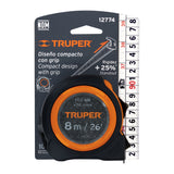 FLEXÓMETRO COMPACTO CON GRIP, 8 M, CINTA 1"