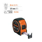 FLEXÓMETRO COMPACTO CON GRIP, 8 M, CINTA 1"