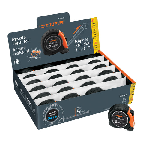 FLEXSMETRO GRIPPER 3 M CINTA 13 MM DISPLAY BOX CON 24 PIEZAS