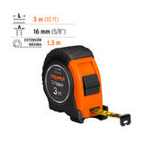 FLEXÓMETRO CONTRA IMPACTO, 3 M, 1/2", GRADUACIÓN MÉTRICA