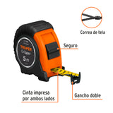 FLEXÓMETRO CONTRA IMPACTO, 5 M, 3/8", GRADUACIÓN MÉTRICA