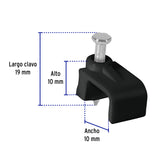 BOLSA CON 20 GRAPAS NEGRAS DE 6 X 9.5 MM PARA CABLE PLANO
