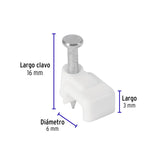BOLSA CON 500 GRAPAS BLANCAS DE 3 X 6 MM PARA CABLE PLANO