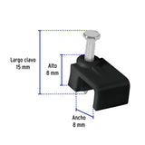 BOLSA CON 20 GRAPAS NEGRAS DE 5 X 8.5 MM PARA CABLE PLANO