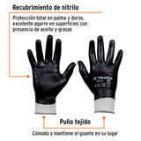 GUANTES DE NITRILO EN PALMA Y DORSO, COLOR NEGRO, CHICO
