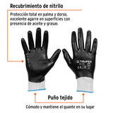 GUANTES DE NITRILO EN PALMA Y DORSO, COLOR NEGRO, MEDIANO