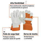 GUANTES DE PIEL DE RES Y DORSO DE LONETA