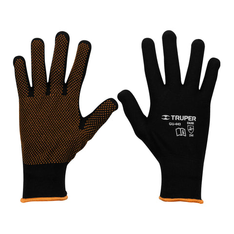 GUANTES DE POLIESTER CON PUNTOS DE PVC EN PALMA, GRANDES