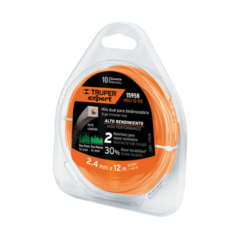 HILO PARA DESBROZADORA DUAL, EN BLISTER, 12 M, 0.095"