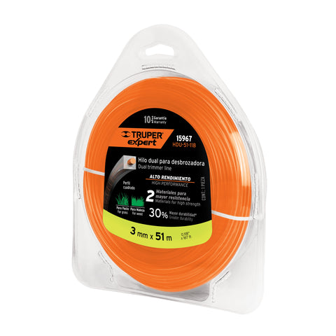 HILO PARA DESBROZADORA DUAL, EN BLISTER, 51 M, 0.118"