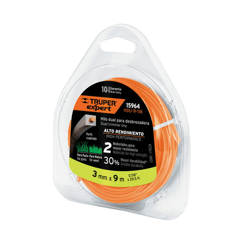 HILO PARA DESBROZADORA DUAL, EN BLISTER, 9 M, 0.118"