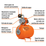 BOMBA HIDRONEUMÁTICA DE 1/2HP, 50 LITROS
