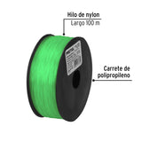CARRETE CON 100 M DE HILO PARA PESCA VERDE CALIBRE 0.70 MM