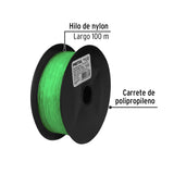 CARRETE CON 100 M DE HILO PARA PESCA VERDE CALIBRE 0.80 MM