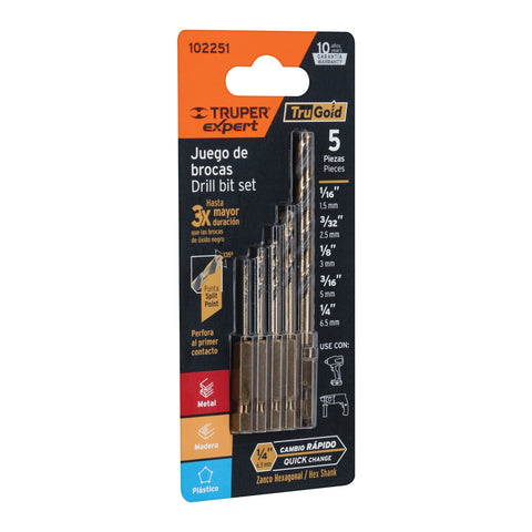 JUEGO DE 5 BROCAS MULTIMATERIAL, TRUPER