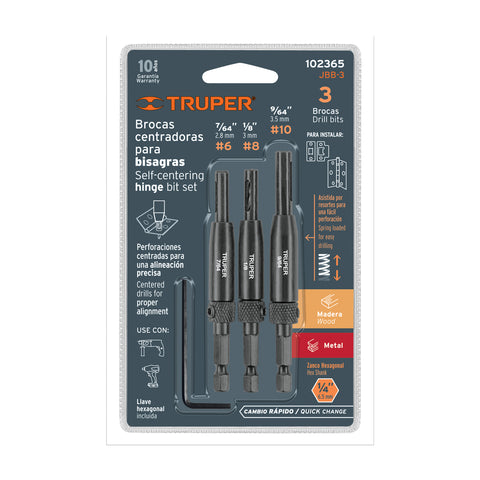 JUEGO DE 3 BROCAS PARA BISAGRA, TRUPER