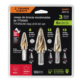 JUEGO DE 3 BROCAS ESCALONADAS DE TITANIO TRUPER