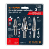 JUEGO DE 3 BROCAS ESCALONADAS DE SXIDO NEGRO, TRUPER